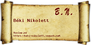 Béki Nikolett névjegykártya